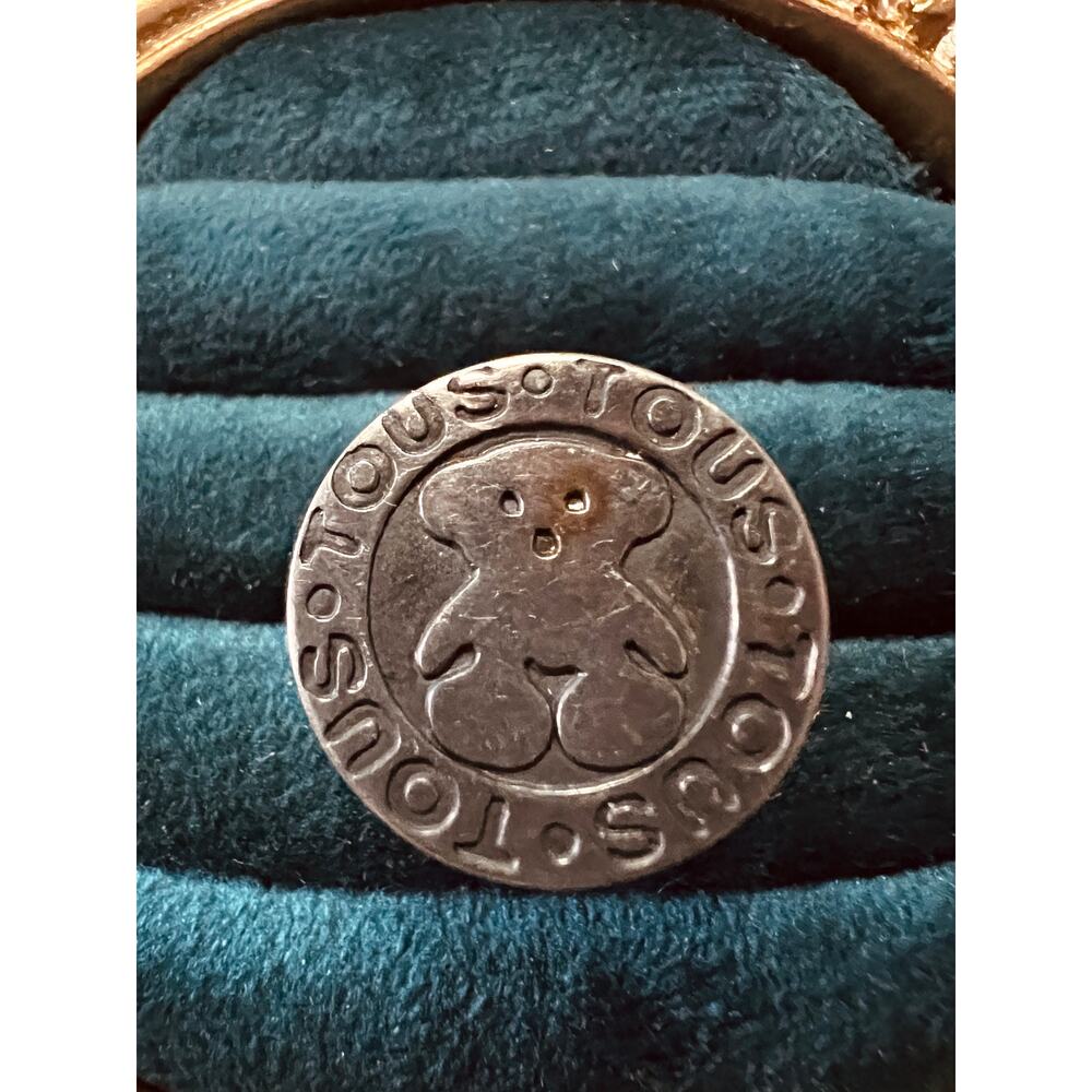 Vintage TOUS 950 Silver Bear Logo Ring Size 8 Adjustable Signed K or R
